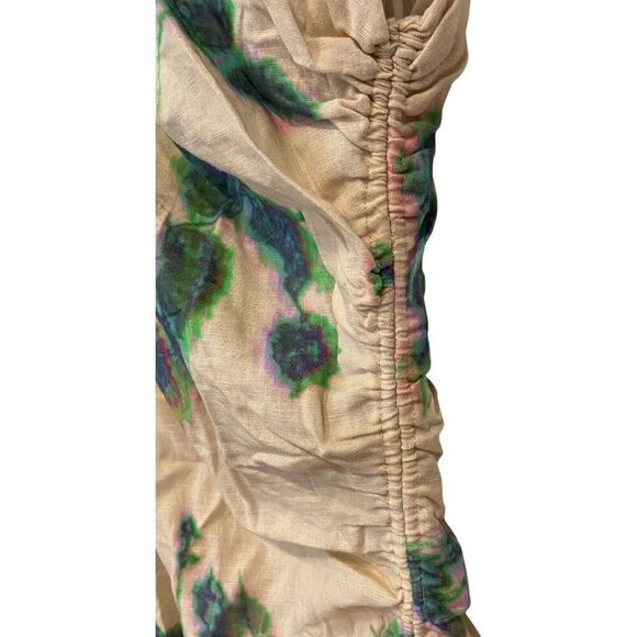 Zara Womens Sheath Dress L Cream Mini Ruched Tie Dye Linen Blend 2896/303 NWT - Picture 4 of 10